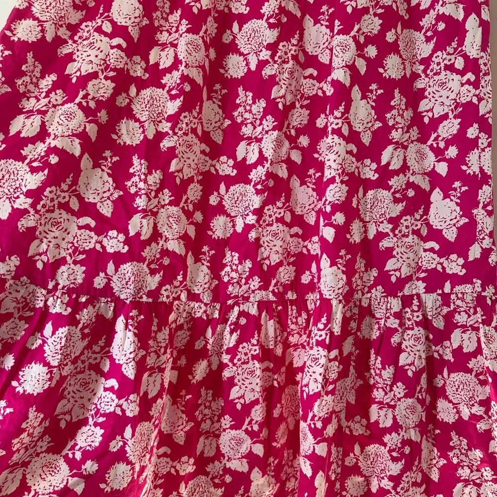 Anupa tiered 100% cotton pull on floral pink white midi skirt size XL NWT - Picture 6 of 14
